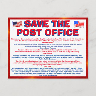Postcard zum RETT DER POSTOFFICE !!! mit Zitaten 6 Postkarte