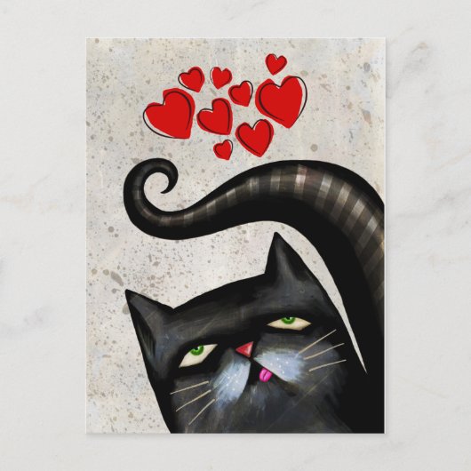 POSTCARDS DER SCHWARZEN CAT ART-LIEBE POSTKARTE (Vorderseite)