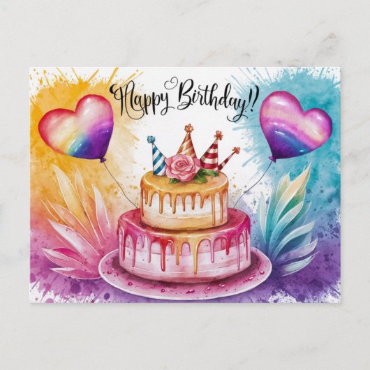 Postcards Happy Birthday Gateau 02 Postkarte (Vorderseite)