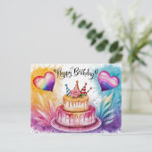 Postcards Happy Birthday Gateau 02 Postkarte (Stehend Vorderseite)