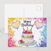 Postcards Happy Birthday Gateau Postkarte (Vorne/Hinten)