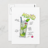 POSTCARDS - MOJITO RECIPE COCKTAIL ART POSTKARTE (Vorne/Hinten)