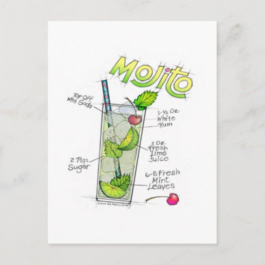 POSTCARDS - MOJITO RECIPE COCKTAIL ART POSTKARTE (Vorderseite)