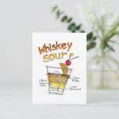 POSTCARDS - WHISKEY SOUR RECIPE COCKTAIL ART POSTKARTE (Stehend Vorderseite)