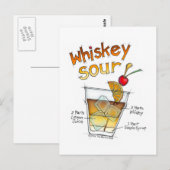 POSTCARDS - WHISKEY SOUR RECIPE COCKTAIL ART POSTKARTE (Vorne/Hinten)