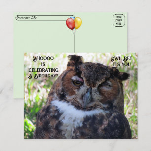 Postcrossing Geburtstag Great Horned Owl Postkarte