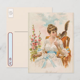 Postcrossing -Vintage Hausschweinchen Fine Art Dru Postkarte