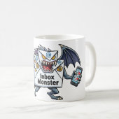 Posteingang-Monster E-Mail-Überlastung Lustige Gra Kaffeetasse (VorderseiteRechts)