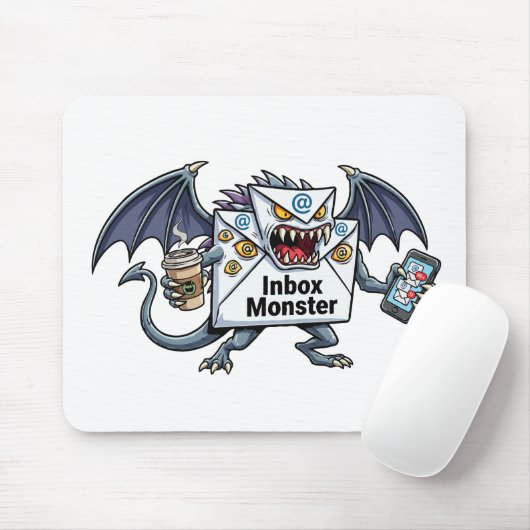 Posteingang-Monster E-Mail-Überlastung Lustige Gra Mousepad (Mit Mouse)