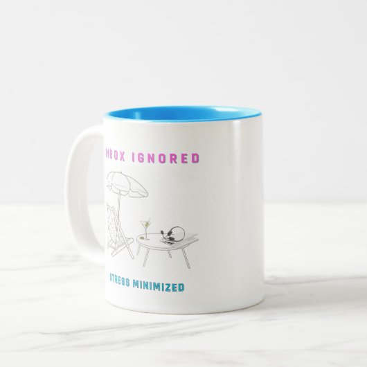 Posteingang vernachlässigt, Stress minimiert Zweifarbige Tasse (Vorderseite Links)