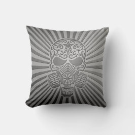 Posten-apokalyptischer Zuckerschädel, Stahleffekt Kissen