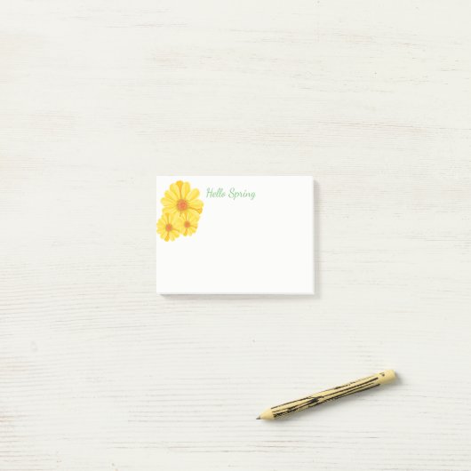 Posten-es-Anmerkung-Gelbe Blumen Post-it Klebezettel (Auf Schreibtisch)