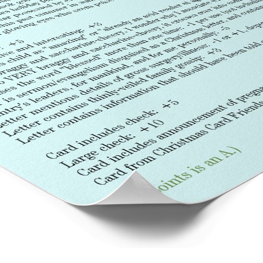 Poster 11x11 für die Scoring-Karte für Kleinkinder (Ecke)