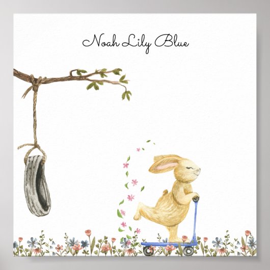 Poster (15,2 x 15,2 cm) - Happy Rabbit (Vorne)