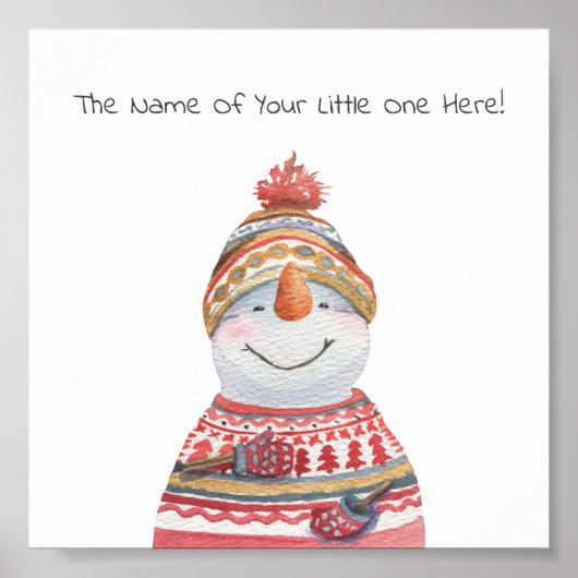 Poster (15,2 x 15,2cm) - Snowman In A Sweater (Vorne)