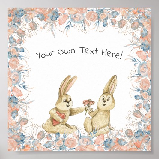 Poster (15,2 x 15,2cm) - Two Rabbits (Vorne)