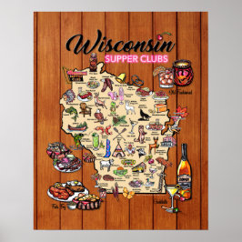 Poster - 16 x 20 - Wisconsin Supper Club Karte