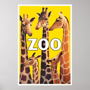 Poster 1943 Zoo Kopenhagen Giraffe Vintage Kunst