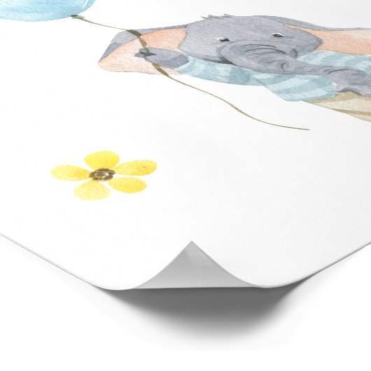 Poster 21.6x27.9cm - Little Elephant With Balloon (Ecke)