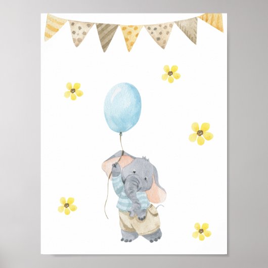 Poster 21.6x27.9cm - Little Elephant With Balloon (Vorne)