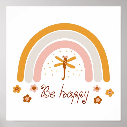 Poster 30,5 x 30,5 cm - Regenbogen Glücklich sein (Vorne)