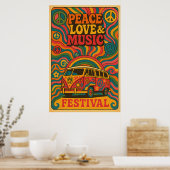 Poster 3, Peace, Liebe & Music, Vintag (Küche)