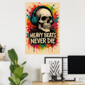 Poster 50, Heavy Beats Niemals Die, Vintag Art (Heimbüro)