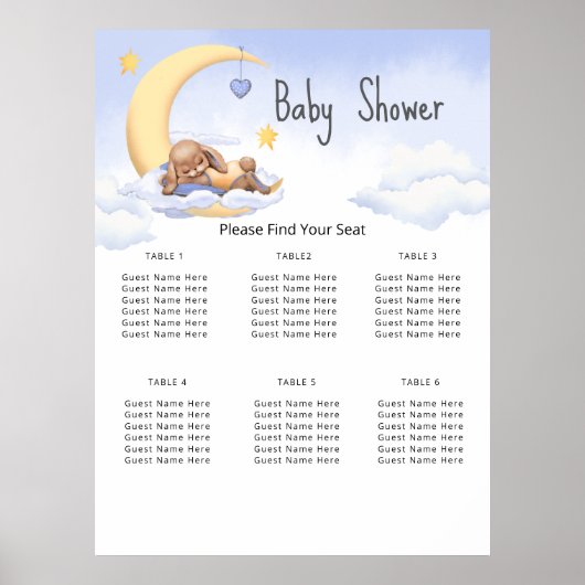 Poster 6 Tisch Baby Shower (Vorne)