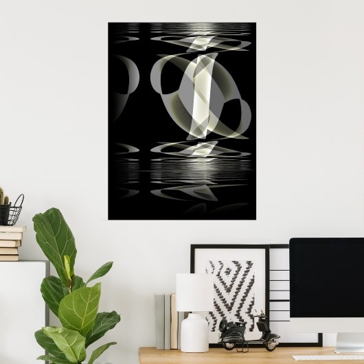 Poster Abstrakt Art Schwarz-weiße Reflexion (Heimbüro)