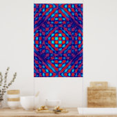 Poster, Abstrakt, blau, rot Poster (Küche)