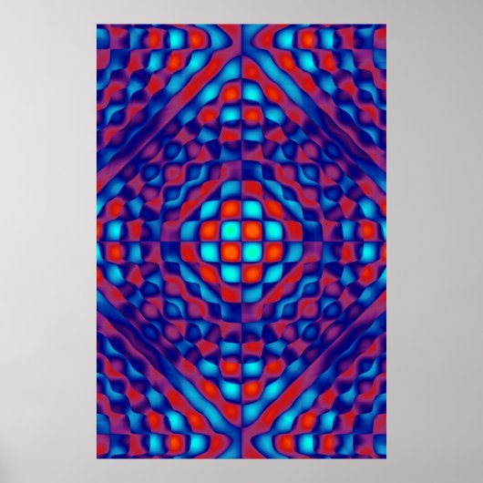 Poster, Abstrakt, blau, rot Poster (Vorne)
