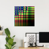 Poster Abstrakte Trippy Strips Quadrate Kreise (Heimbüro)