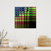 Poster Abstrakte Trippy Strips Quadrate Kreise (Küche)