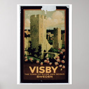 Poster advertising the town of Visby, Sweden (colo