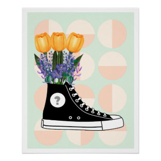 Poster aesthetic sneaker flowers soft grunge vibe