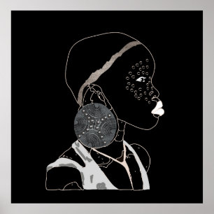 Poster "African Girl Black and White Artwork"