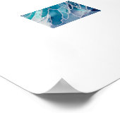 Poster - Alcohol Ink Art Blue White Flower (Ecke)