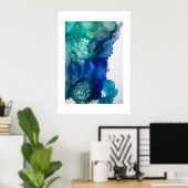Poster -  Alcohol Ink Art Posters Blue Green (Heimbüro)