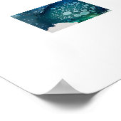 Poster - Alkohol-Tinten-Kunstposter Blau Grün (Ecke)