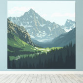 Poster Alpental - Ruhe Aussicht auf die Berge Leinwanddruck (Insitu (Holzboden))