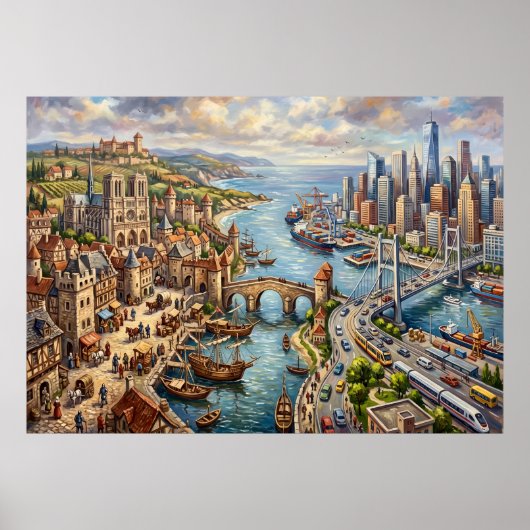 Poster Altstadt Hafen Stadtansicht (Vorne)