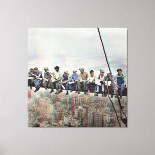 Poster Anaglyph 3D- Lunch atop Skyscraper New York Leinwanddruck (Vorderseite)