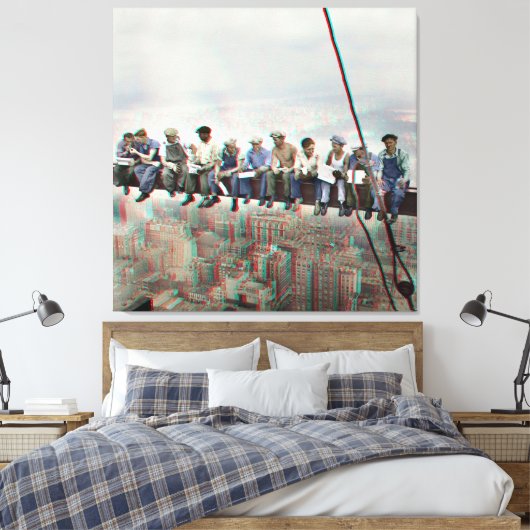 Poster Anaglyph 3D- Lunch atop Skyscraper New York Leinwanddruck (Insitu (Schlafzimmer))