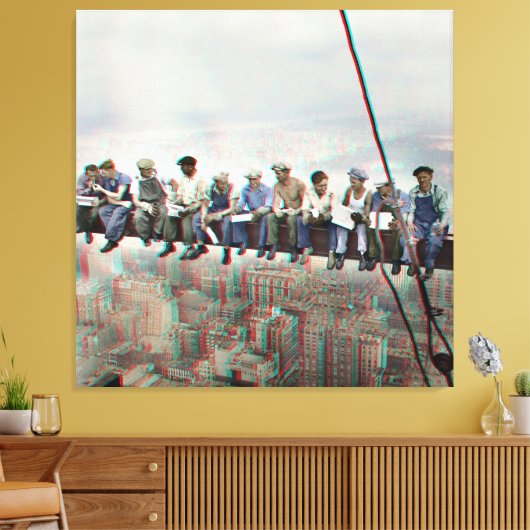 Poster Anaglyph 3D- Lunch atop Skyscraper New York Leinwanddruck (Insitu (Wohnzimmer))