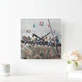 Poster Anaglyph 3D- Lunch atop Skyscraper New York Quadratische Wanduhr (Zuhause)