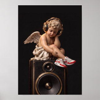 Póster Angel Esuchando Música Poster