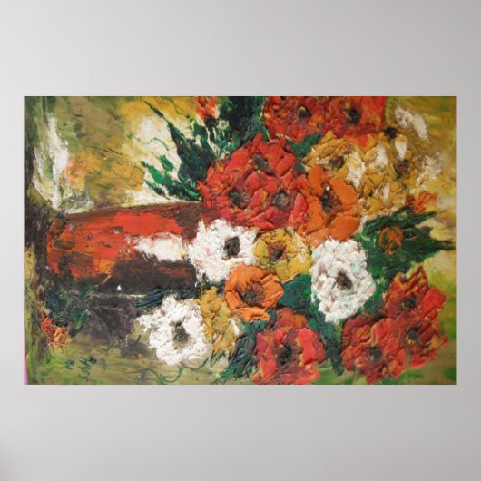 Poster Ann Hayes Gemälde Rote Blume gemischt (Vorne)