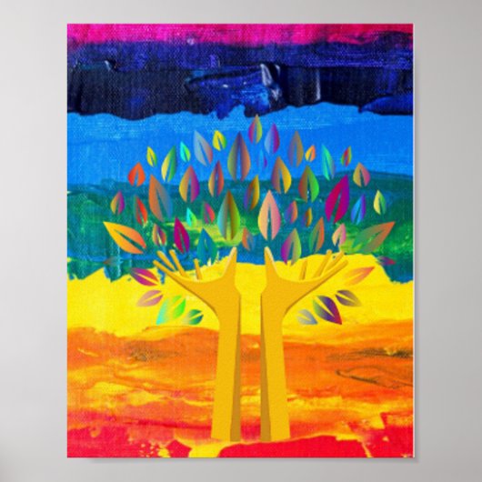 Poster Art Deco Abstract Farben Ukrainische Flagge (Vorne)