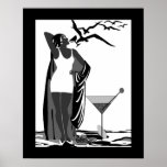 Poster ART DECO LADY Schwarz-weiß Martini<br><div class="desc">Poster ART DECO LADY Schwarz-weiß Martini</div>