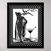 Poster ART DECO LADY Schwarz-weiße Punkte (Vorne)